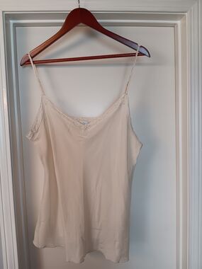Jade Johnny Was Silk Cream Lace-Trim Camisole